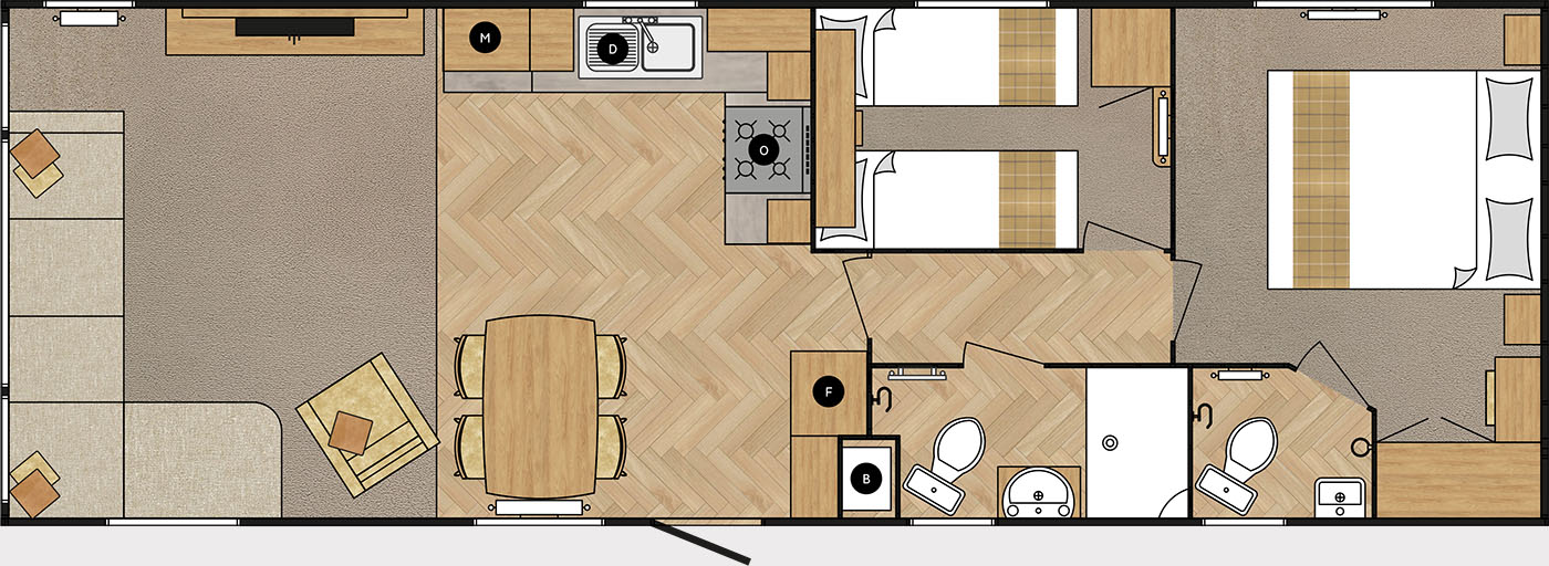 35x12 2 Bedroom Floor Plan