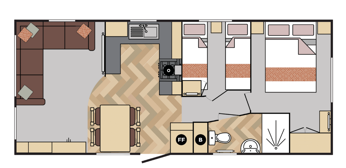 28x12 2 Bedroom Floor Plan