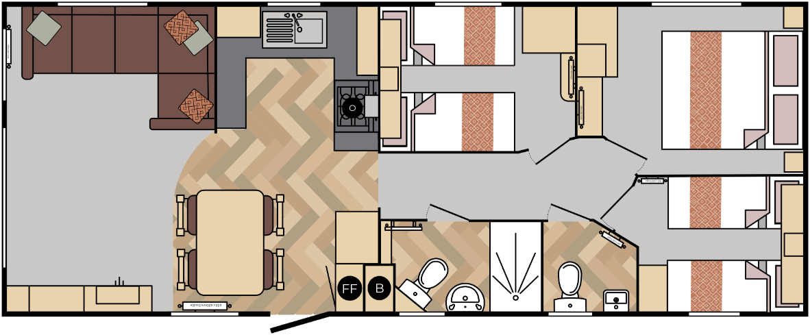 36x12 3 Bedroom Floor Plan