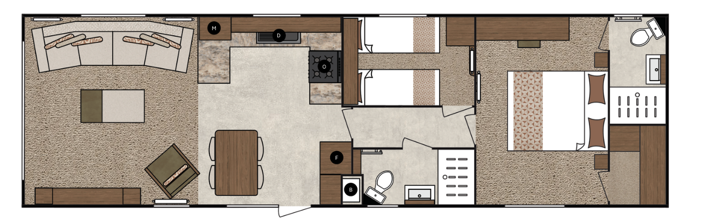40x12 2 Bedroom Floor Plan