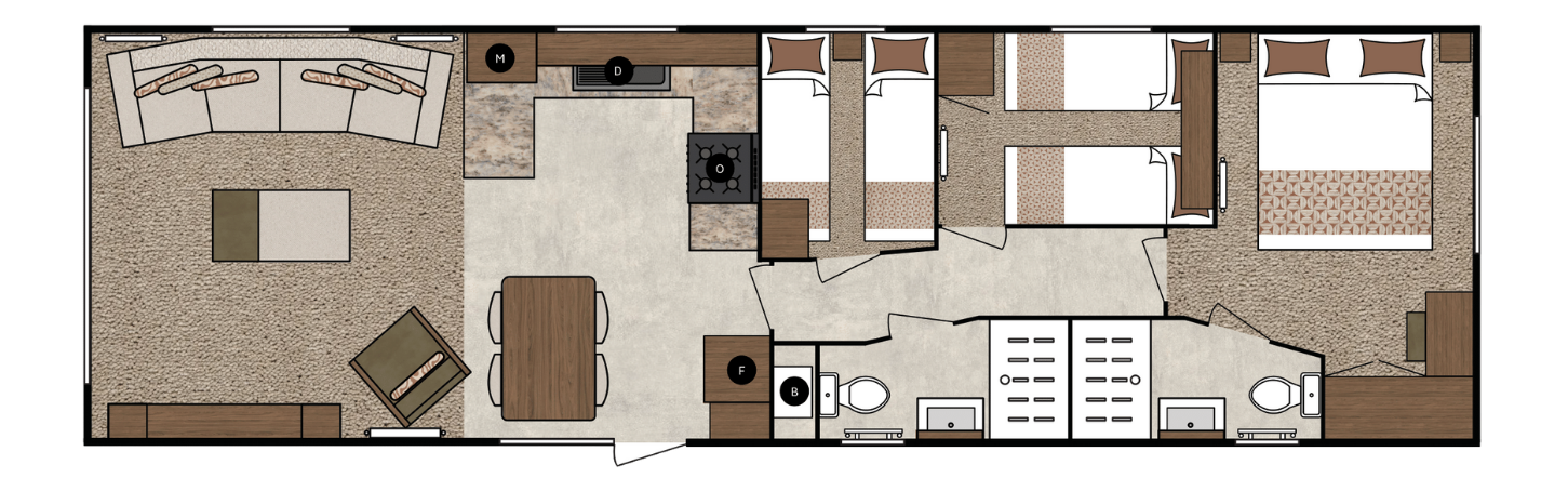 40x12 3 Bedroom Floor Plan
