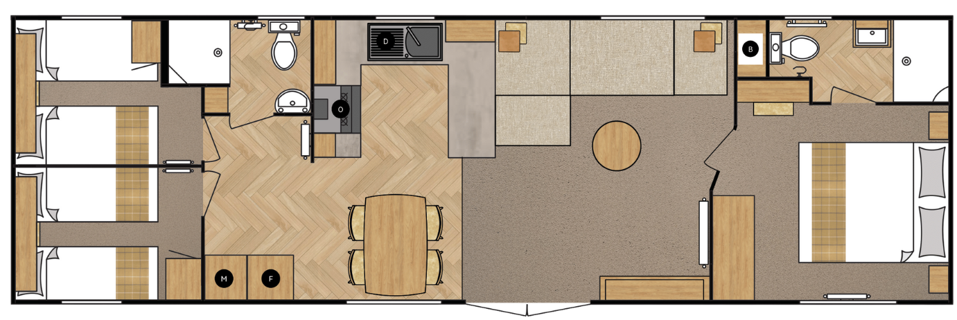 39x12 3 Bedroom Floor Plan